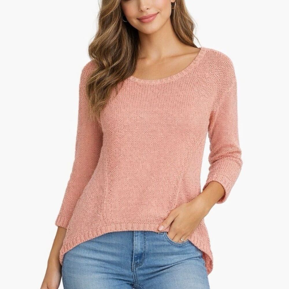 Quinn luxe salmon pink orange knitted sweater